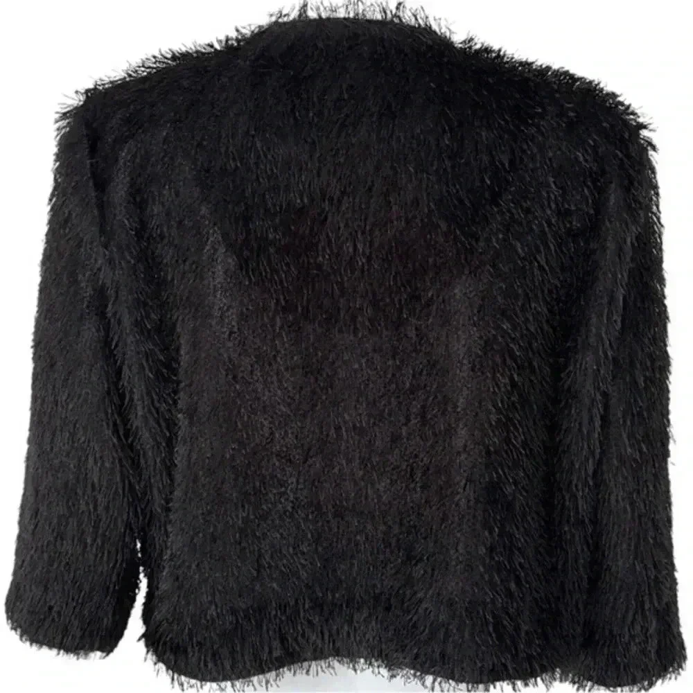 R&M Richards Black Silver Metal Rhinestone‎ Hook Loop Evening Jacket